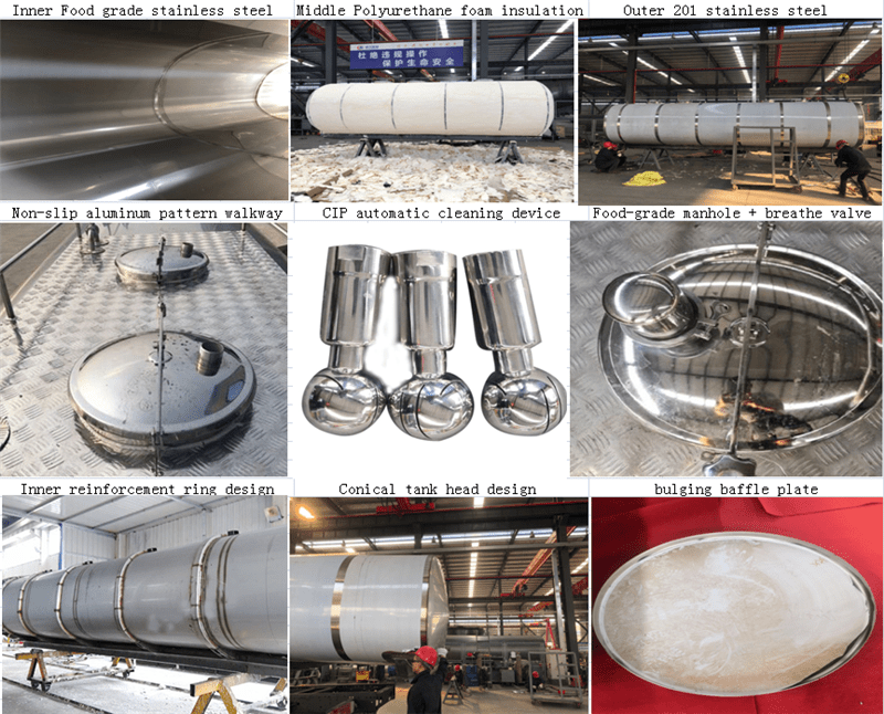 3 axle milk tank semi trailer